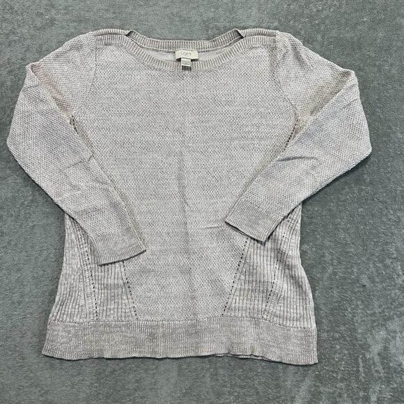 Ann Taylor LOFT Outlet Women Beige Boatneck Pullover Cotton Sweater Medium Beach - Picture 10 of 10